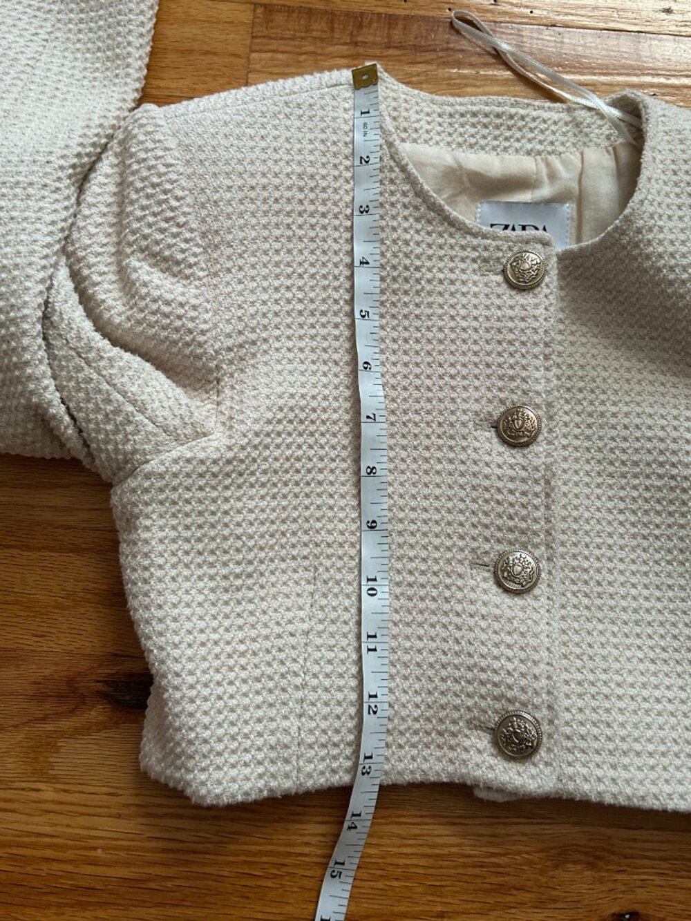 Zara Ivory Cropped Tweed Jacket Women's Extra Small Polished Office Work EUC - Picture 11 of 12